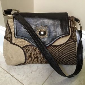 OOAK DEBBIE MILLER handmade brown mix media purse